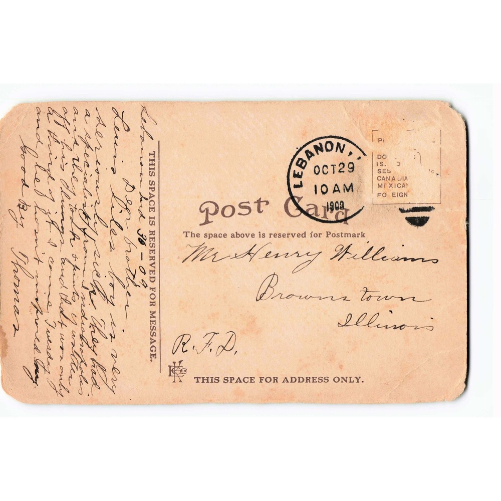 Methodist Episcopal M.E. Church Lebanon Indiana IN 1909 Postcard A.B. Jones Pub - Picture 2 of 2